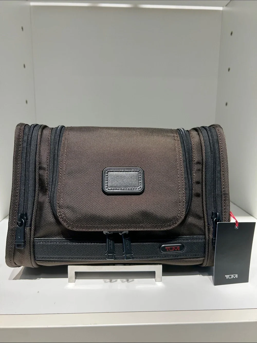 Tumi Brown Men's hanging Toiletry Bag with Black Trim